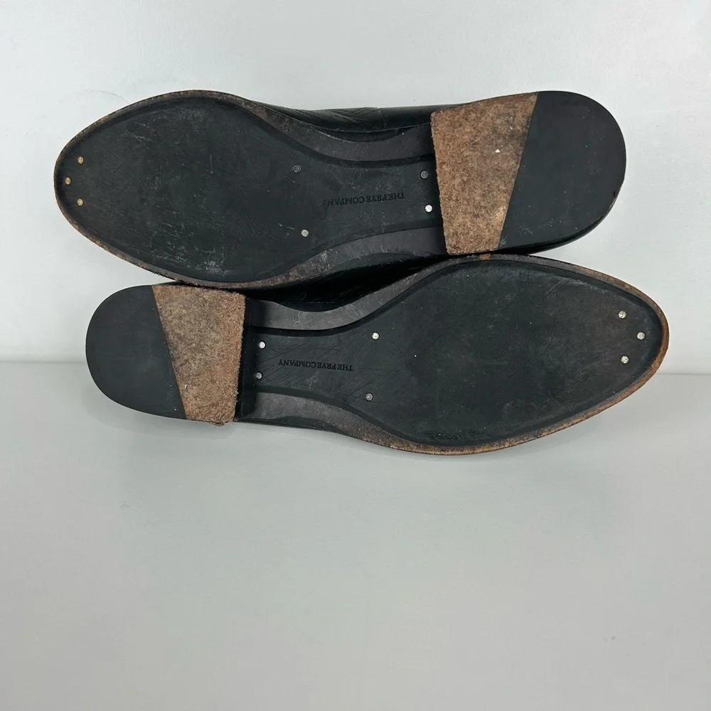 FRYE “TRACY SMOKING” BLACK LEATHER LOAFERS SIZE 7 - Picture 8 of 9
